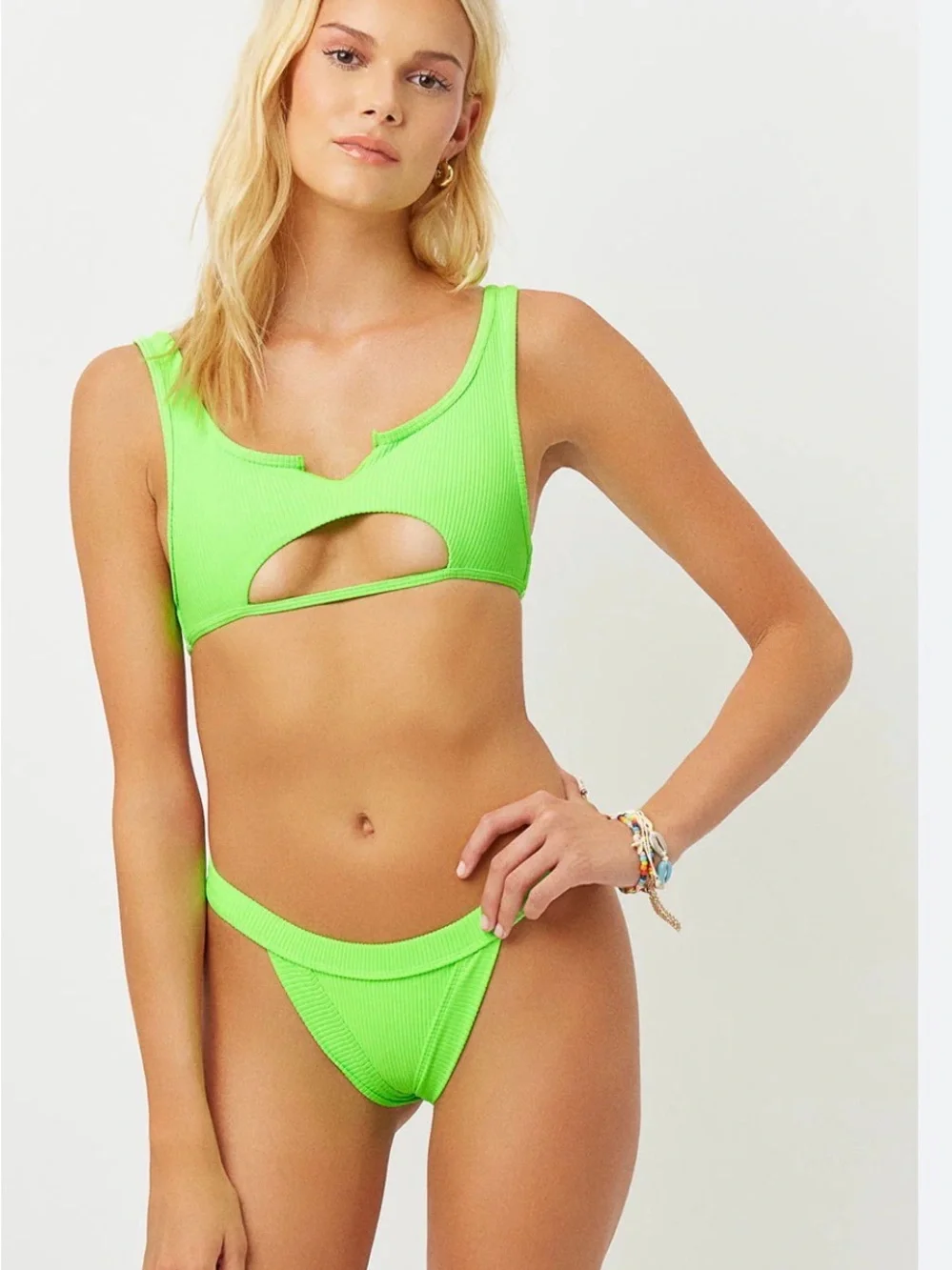 Frankie’s Bikinis Green Glow Cole Bikini Perfect condition